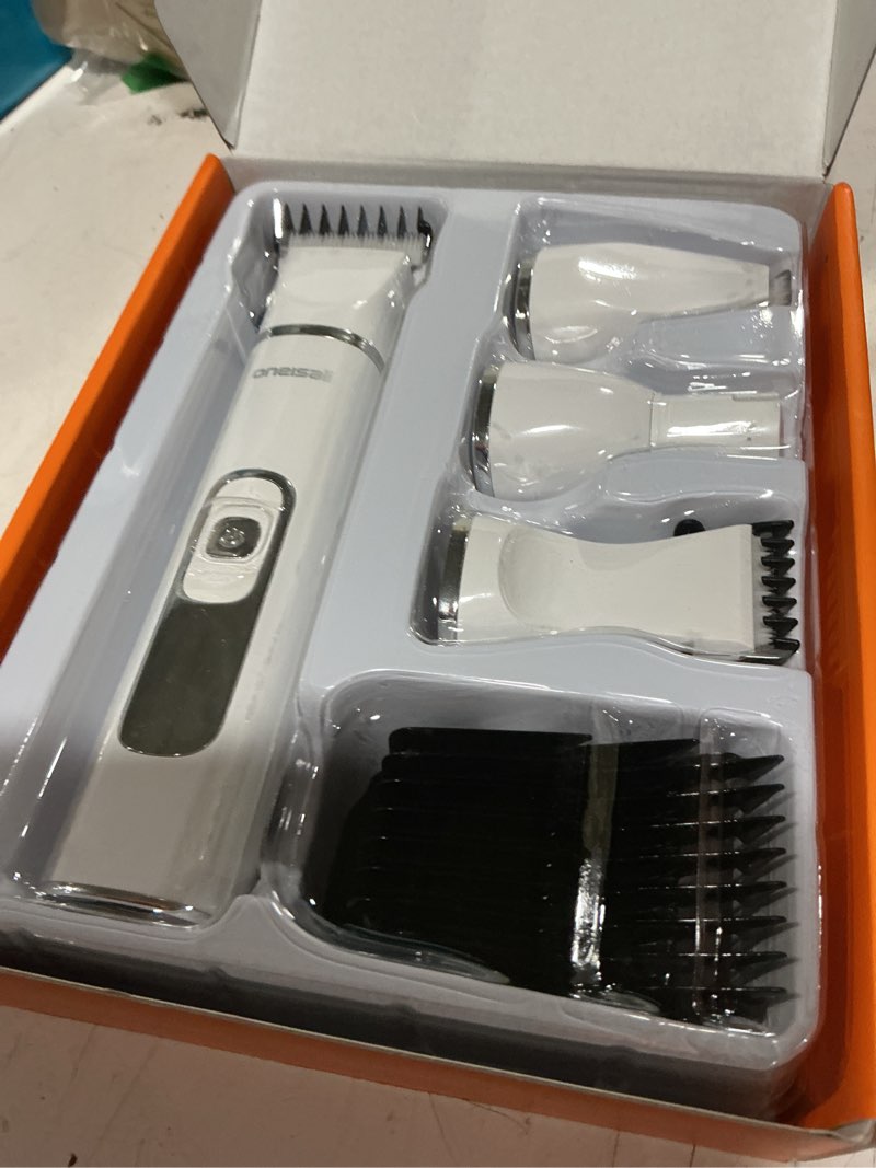 Condition photo showing Good Condition for oneisall 4 in 1 dog grooming kit with lcd display, dog hair trimmer for paw nail grinder, rechargeable cordless low noise ipx7 waterproof pet clippers (white)