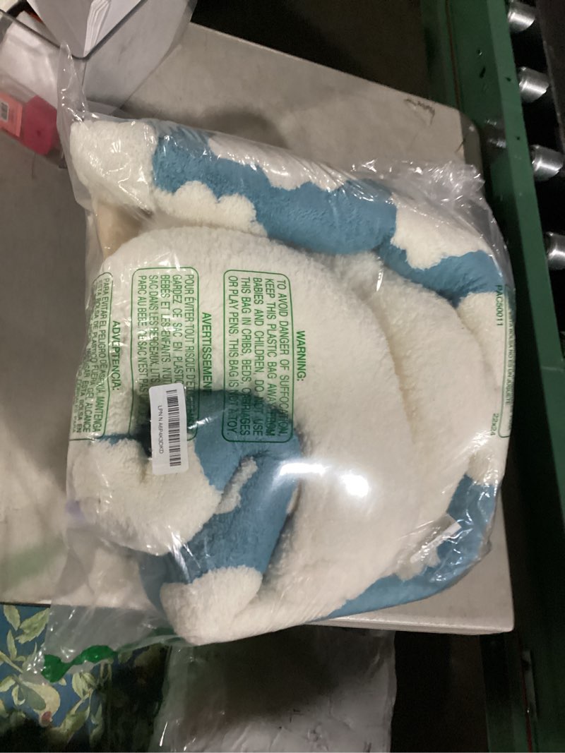 Condition photo showing Good Condition for Lesure Cute Cat Beds for Indoor Cats - 2 in 1 Large Cat Cave Bed for Puppy and Small Dog with Removable Washable Cushioned Pillow, Cozy Kitten Tent with Non-Slip Bottom, Blue, 17.3 inches 17.3"L x 17.3"W x 17.3"Th Cozy Clouds Blue