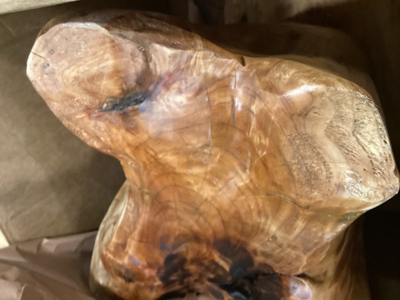 Condition photo showing Good Condition for WELLAND Natural Cedar Stump Stool, 14" End Table, Live Edge Side Table, Plant Stand, Small Nightstand, Mushroom Stool for Living Room, Bedroom, Patio, Garden