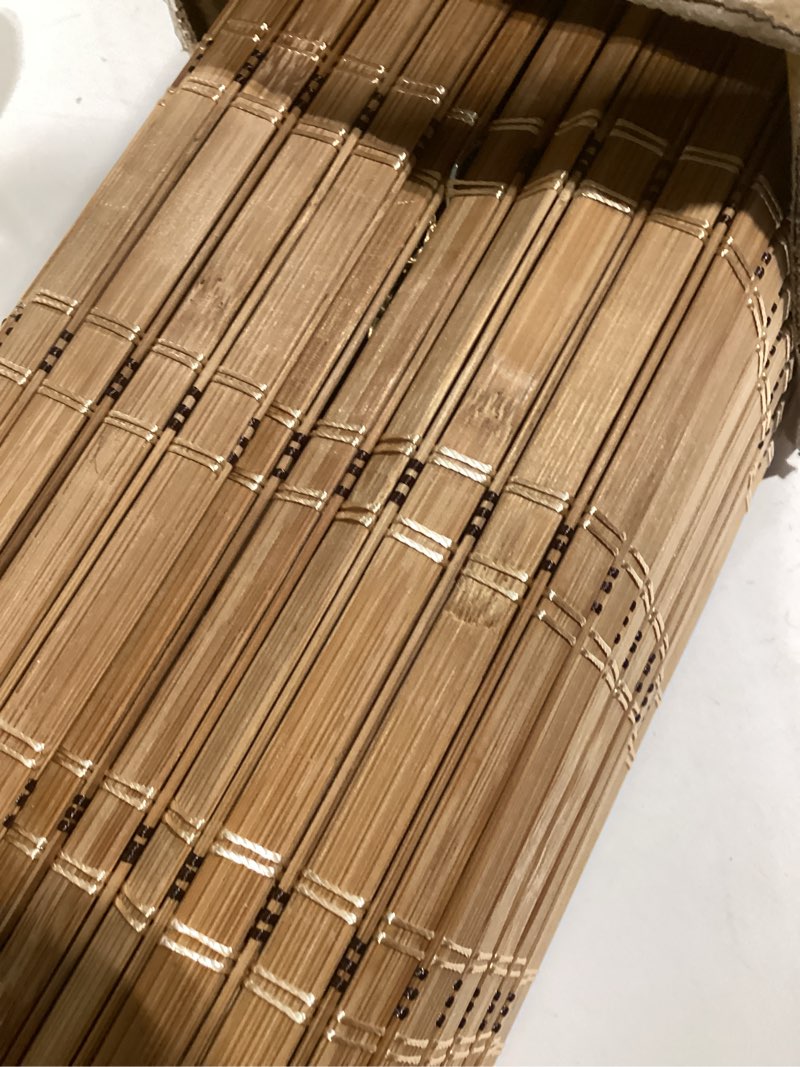 Condition photo showing Good Condition for LazBlinds No Tools No Drill Cordless Bamboo Roman Shades, Light Filtering Window Treatment, Roll Up Bamboo Blinds for Window 29'' W x 64'' H, Brown Brown206 29'' W x 64'' H