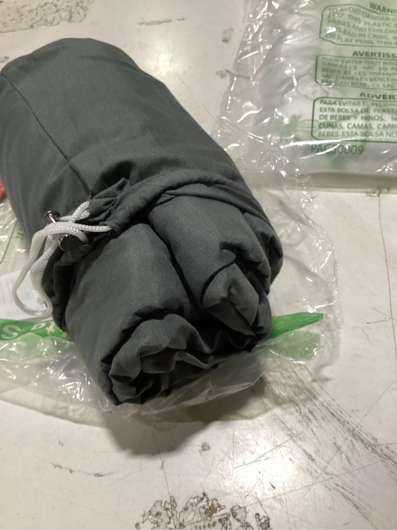 Condition photo showing As Is for frelaxy sleeping bag liner, xl travel sheet & camping sheet for backpacking, hotel, hostels & traveling, comfy & easy care, full-length zipper/no zipper, 4 seasons warm cold weather dark gray - no zipper