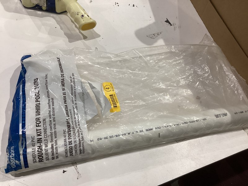 Condition photo showing As Is for dearborn pvc bath drain rough-in kit - schedule 40 for whirlpool bath tubs
