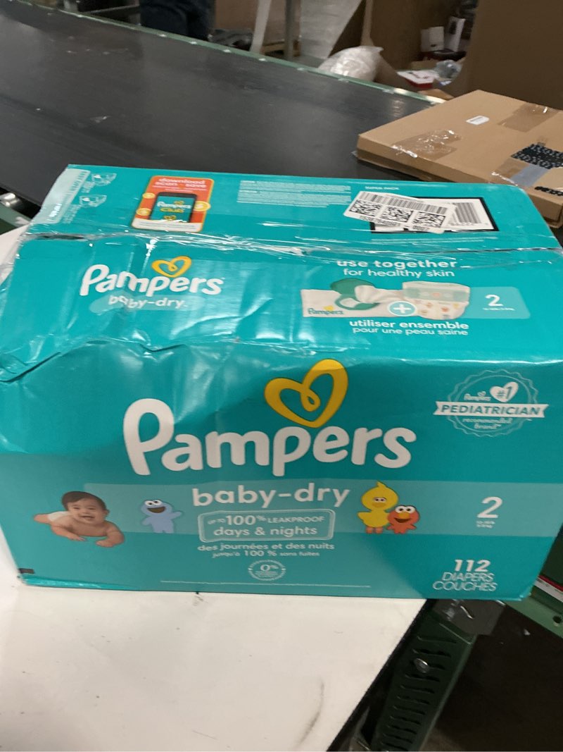 Condition photo showing New/Like New for pampers diapers - baby dry - size 2, 112 count, absorbent disposable infant diaper (packaging may vary) size 2 112