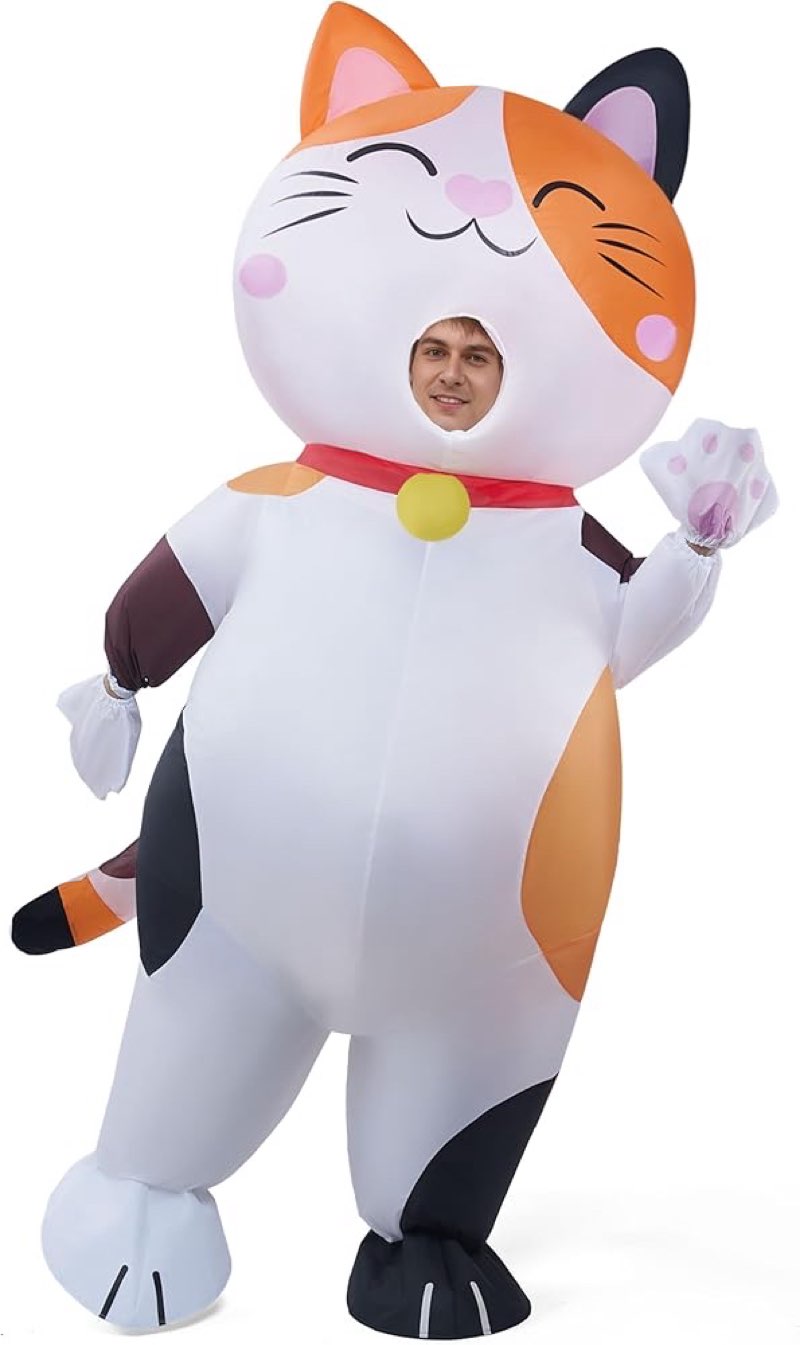 Spooktacular Creations Adult Inflatable Costume, Full Body Calico Blow-up Costumes, Cat Funny Deluxe