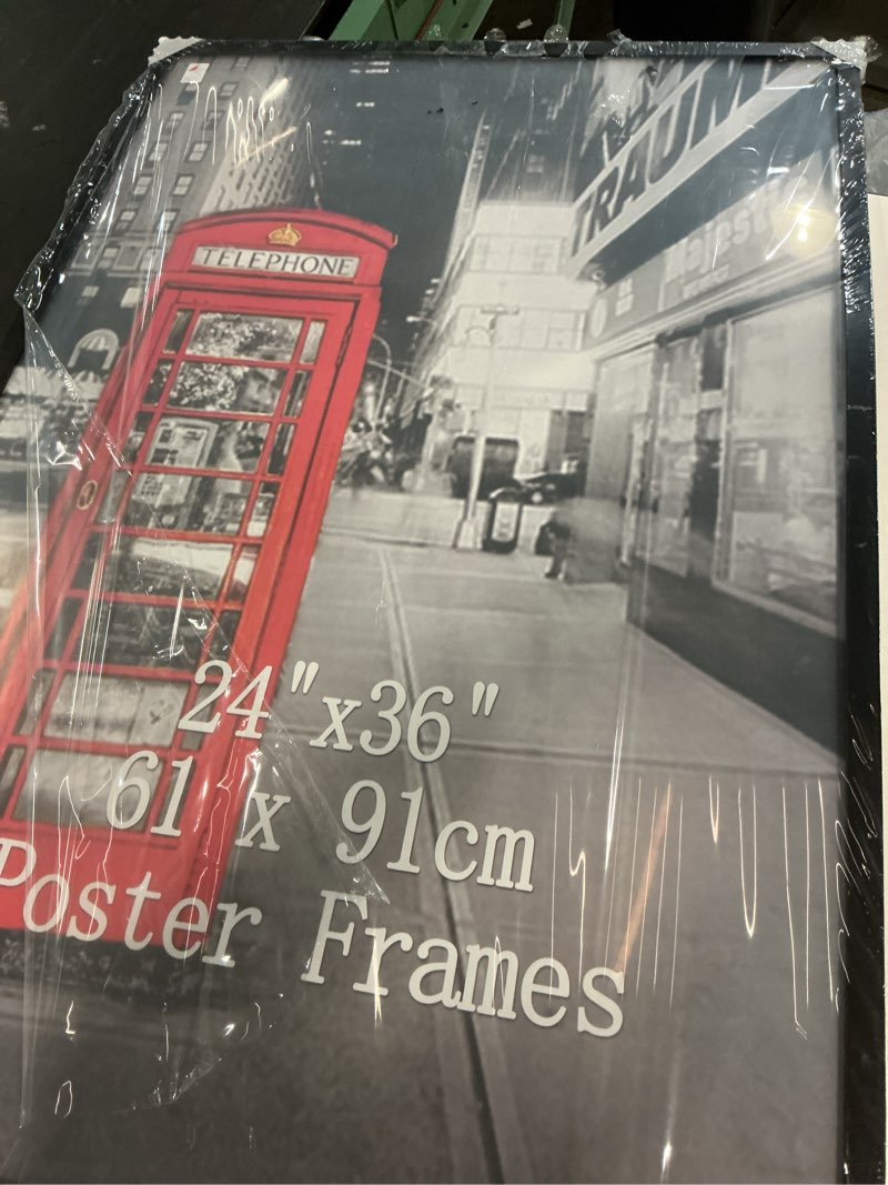 Condition photo showing Good Condition for lavezee 24x36 poster frame black display 24 x 36 inch photo picture frame for wall, metal 24 by 36 frame for wedding christmas birthday thanksgiving mother's day