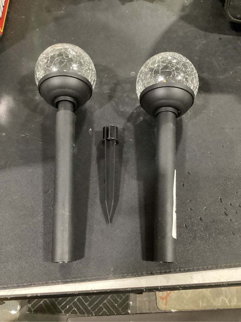 Condition photo showing As Is for harbor breeze 3 -lumens matte black solar led outdoor path light ( 3000-k ) model #43595 (qty 2)