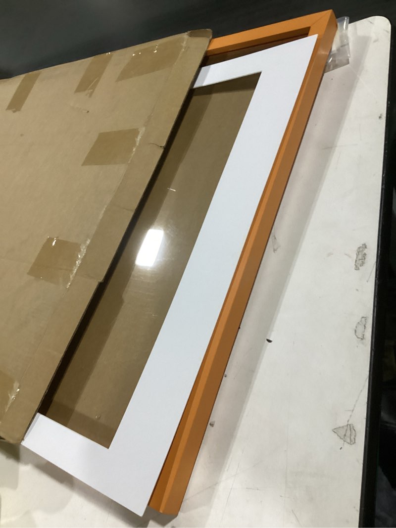 Condition photo showing Good Condition for wyooxoo 18x24 Poster Frame Orange Made of Solid Wood Picture Frames Display Pictures 16x20 with Mat or 18x24 Without Mat Colorful Frame For Horizontal Vertical Wall Mounting Orange 18" x 24" ( 1 Pack )