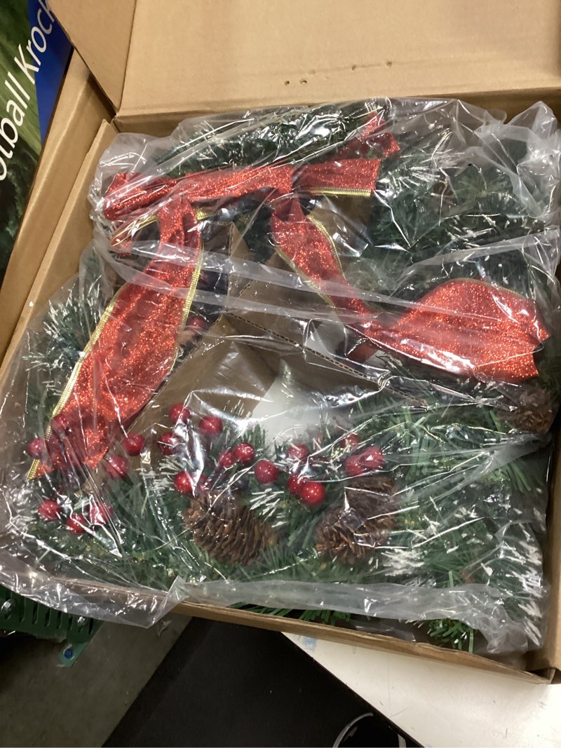 Condition photo showing Good Condition for DiliComing 16-Inch Pre-Lit Winter Wreath - Large Christmas Door Wreath, Front Door & Window Decorations 16IN Led Red