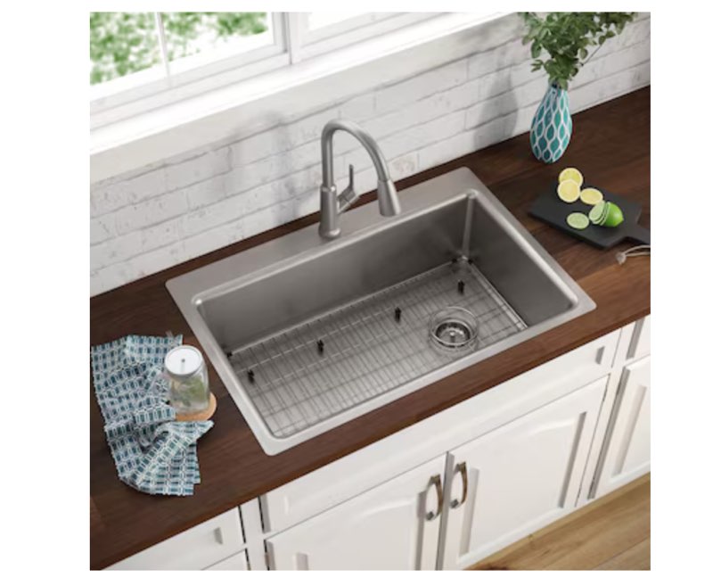 elkay greenwood drop-in or undermount 33-in x 22-in stainless steel single bowl 18 -gauge kitchen sink