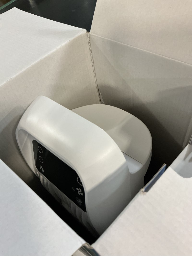 Condition photo showing Good Condition for portable air conditioner, 4 in 1 evaporative air cooler with remote control, 1200ml water tank, 120 oscillating, 4 speeds, 12h timer, mist spray tower fan for home office, white cool white