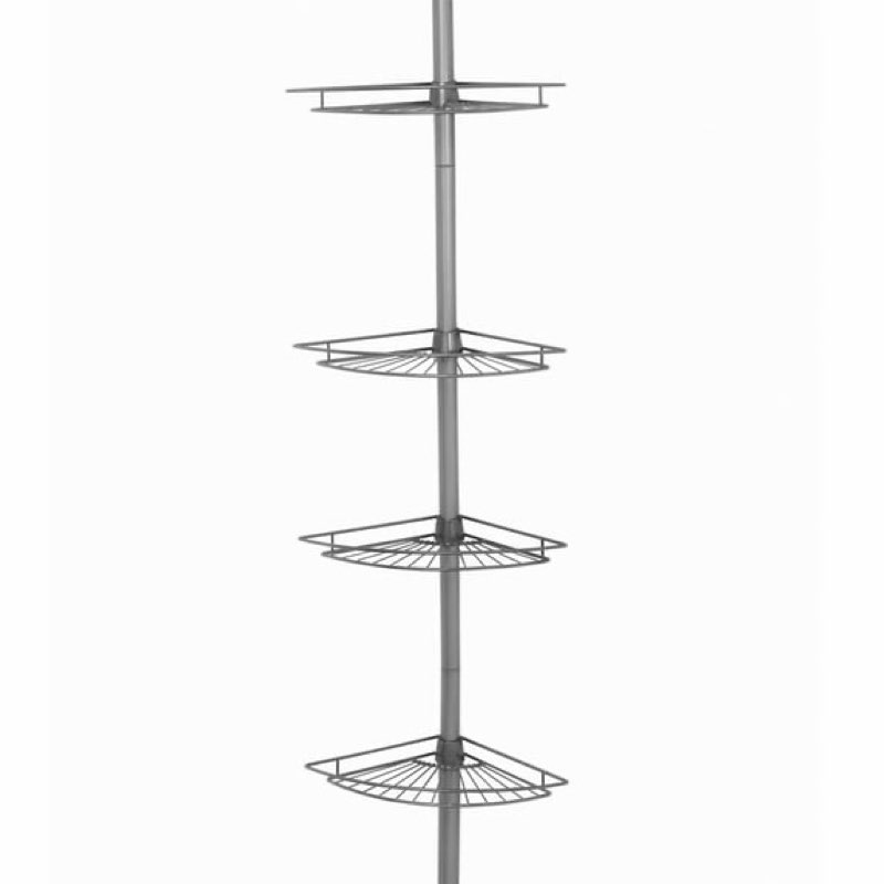 zenna home tension corner pole caddy, satin nickel