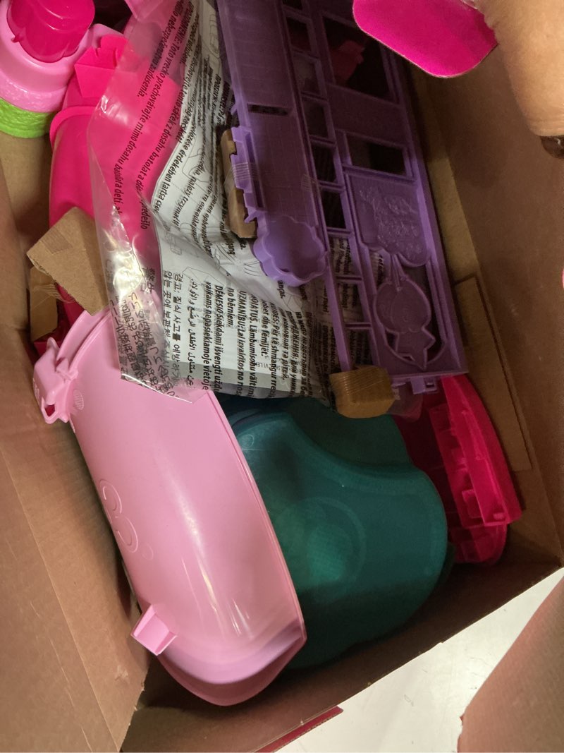 Condition photo showing New/Like New for barbie dream pool playset with 6 play areas, including slide & bubbling hot tub, plus 20+ accessories like pet, floaties & more