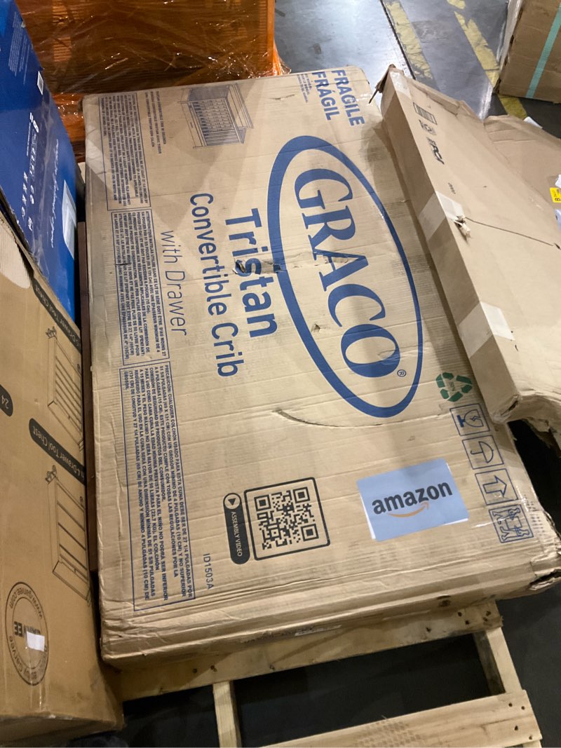 Condition photo showing As Is for Graco Tristan 5-in-1 Convertible Crib with Drawer (Hazelnut) – GREENGUARD Gold Certified, Fits Standard Crib Mattress, Premium Handle, Converts to Toddler Bed, Daybed, and Full-Size Bed