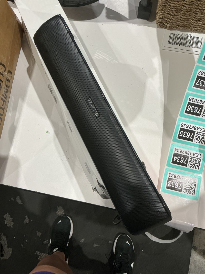 Condition photo showing Good Condition for computer speakers, hi-fi sound quality computer sound bar, bluetooth 5.0 & 3.5mm wired pc speakers with 4 dynamic lighting modes, usb powered speakers for pc, desktop, laptops, phones, monitors, xbox rgb lights