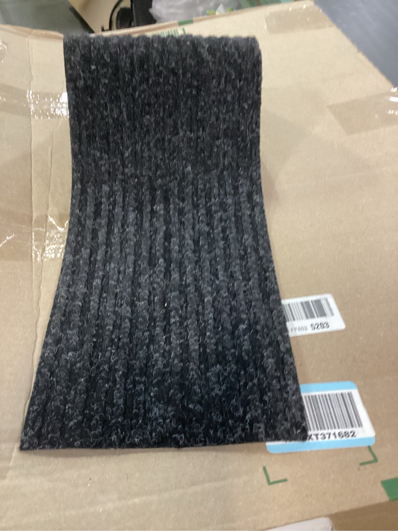 Condition photo showing As Is for Ottomanson Non-Slip Rubberback Solid 8" x 30" Indoor/Outdoor Stair Treads for Stairs, Garage, Patio, 14 Pack, Black Black 8" x 2'6" (14 Pack)