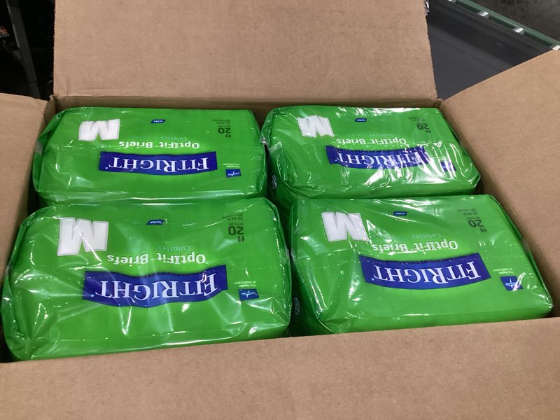 Condition photo showing Good Condition for FitRight Adult Diapers, Ultra Heavy Absorbency, M (Waist Size 32in-44in), 80 Count, OptiFit Incontinence Briefs for Men and Women, Disposable, Moisture-Wicking, Leak Protection, 4 pack