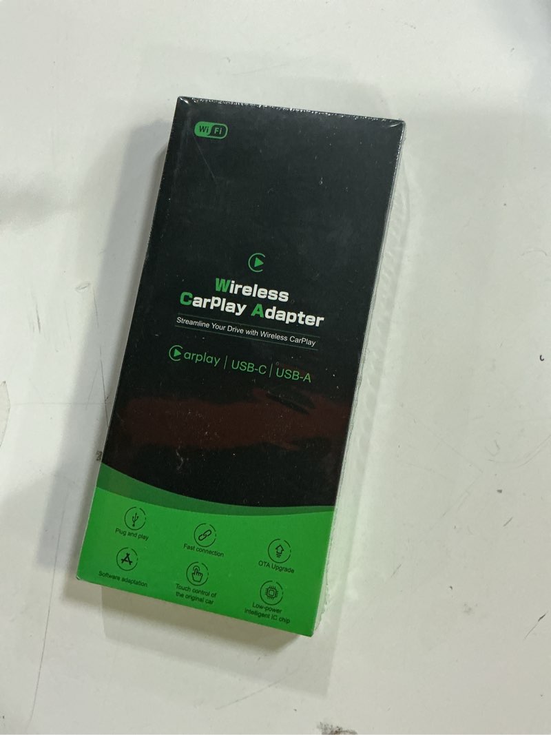 Condition photo showing New/Like New for wireless carplay adapter for apple - 2025 slim edition, plug & play connection converts factory wired to wireless carplay adapter for iphone carplay dongle for ios 10+ (black)