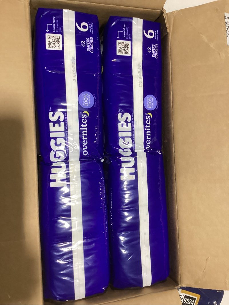 Condition photo showing Good Condition for Huggies Size 6 Overnites Baby Diapers: Overnight Diapers, Size 6 (35+ lbs), 84 Ct (2 Packs of 42), Packaging May Vary Size 6 84