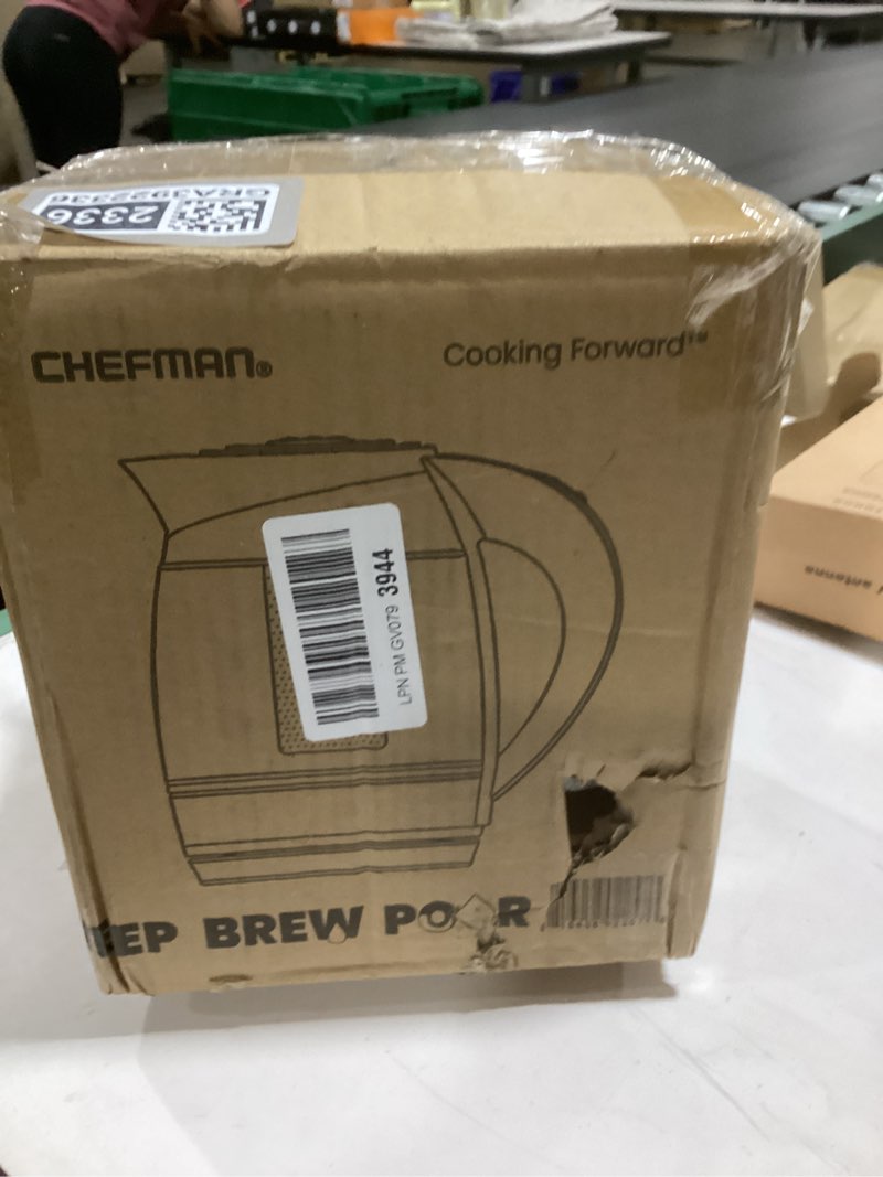 Condition photo showing Good Condition for chefman electric kettle with temperature control, 5 presets led indicator lights, removable tea infu