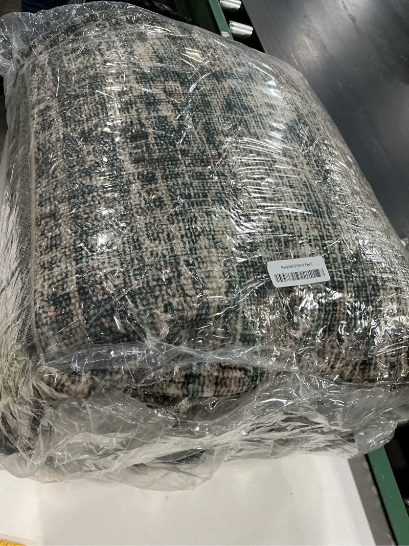 Condition photo showing As Is for washable living room area rug: 10x14 rugs for bedroom vintage stain resistant non slip low pile large boho carpet for kitchen dining room farmhouse kids room nursery 10' x 14' (rectangular) dark green