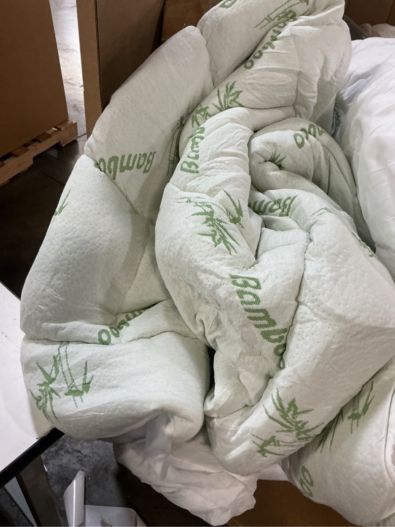 Condition photo showing As Is for Ultra Soft Queen Size Mattress Topper - Viscose Made from Bamboo Pillow Top Mattress Pad for Back Pain Relief - Naturally Cooling for Hot Sleepers, Green Green Queen