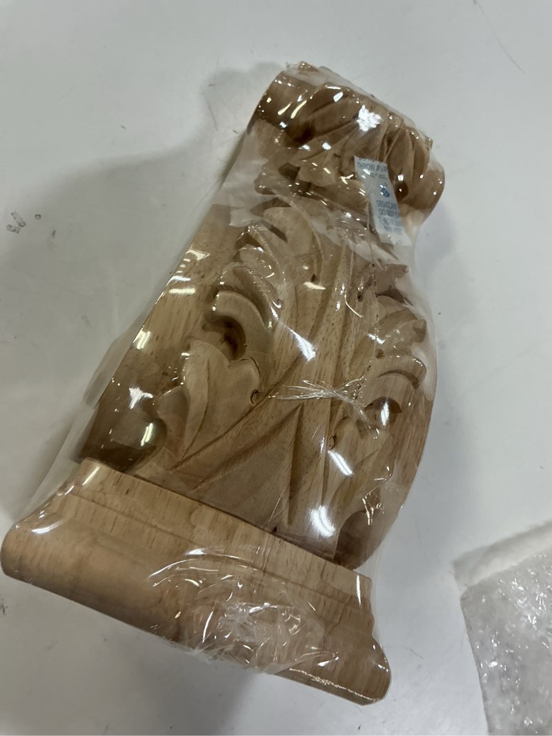 Condition photo showing New/Like New for ekena millwork cor05x04x12frma medium farmingdale acanthus wood corbels, 5 1/4"w x 4 3/4"d x 12"h, maple 5 1/4"w x 4 3/4"d x 12"h single maple
