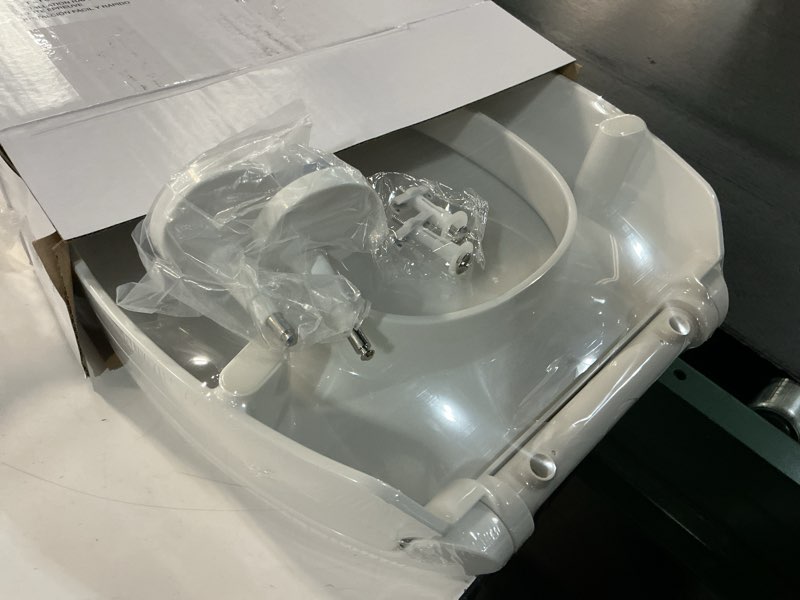 Condition photo showing Good Condition for kohler 25875-0 hyten 3" height, elevated soft close elongated toilet seat, contoured seat with grip-tight bumpers, quick-attach hardware, no slam toilet seat, white white elongated