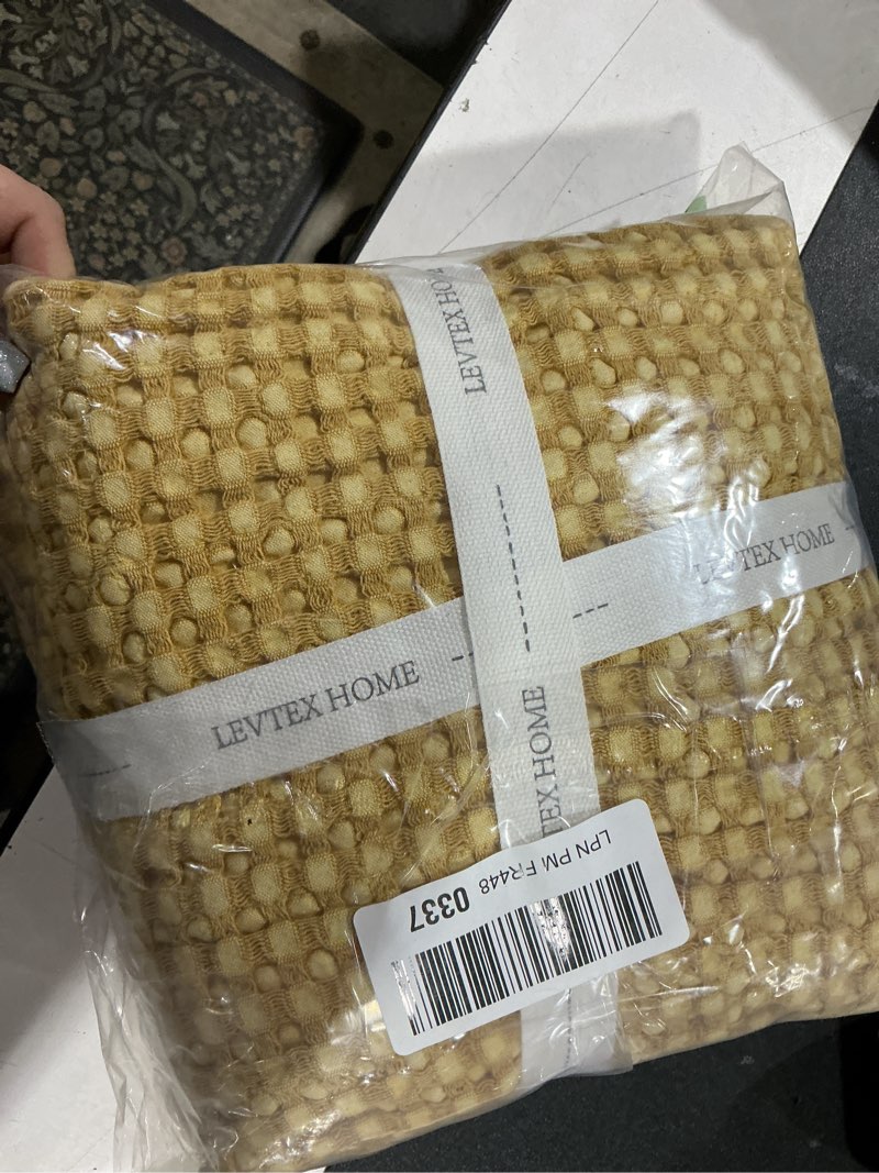 Condition photo showing Good Condition for levtex home - mills waffle - euro sham (set of two) - ochre - sham size (26x26in.), no insert 26" x 26" (pack of 2) ochre