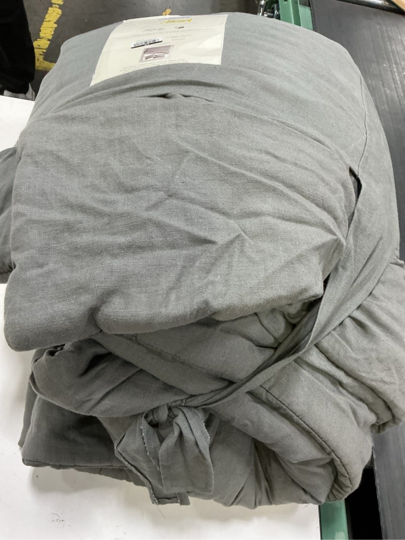 Condition photo showing Good Condition for full/queen heavyweight linen blend comforter & sham set dark gray - casaluna™