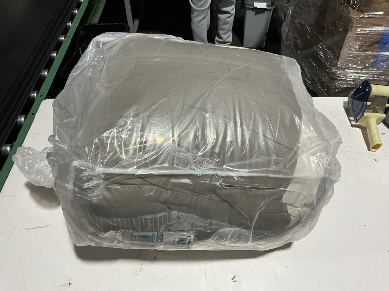 Condition photo showing Good Condition for Taupe Comforter Set, King, Damask Jacquard with Matching Solid Piece Work, 7 Piece Soft Bedding Set for All Season, Bed Skirt, Pillow Shams and Decorative Pillows Taupe King