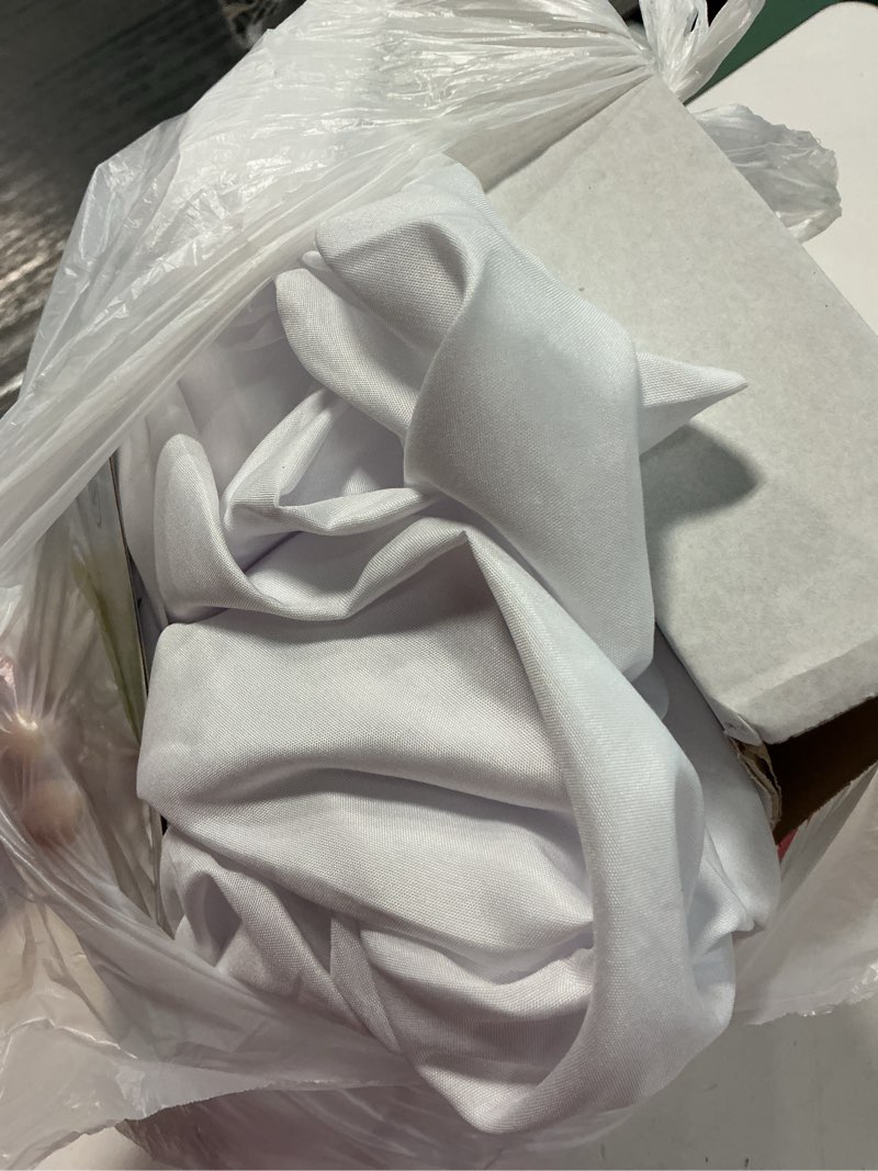 Condition photo showing As Is for mainstays basic value microfiber bed sheet set, arctic white, queen, 4 piece