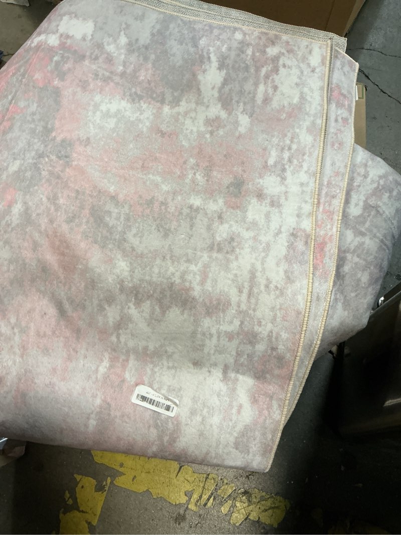 Condition photo showing Good Condition for Washable Area Rugs 8'x10' Non-Slip Modern Abstract Soft for Living Room Entryway Bedroom Nursery, Print Pattern, Grey Pink Gray/Pink 8' x 10' (Rectangular)
