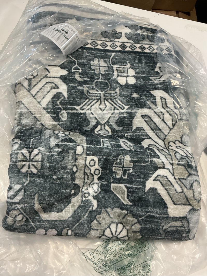 Condition photo showing As Is for rugsure washable area rugs - perfect for living room, bedroom, kids room, nursery - stain & water resistant non-slip, pet & child friendly, vintage tribal area rugs (grey, 4' x 6') grey 4' x 6' (rectangular)
