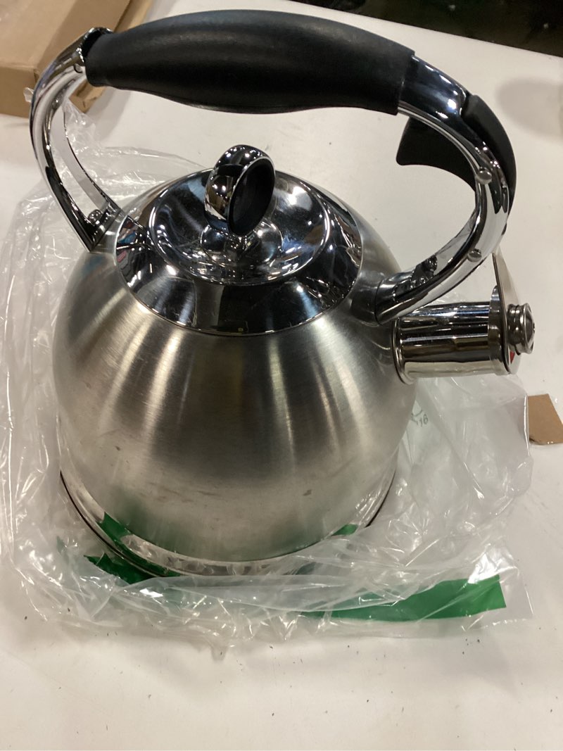 Condition photo showing As Is for tea kettle for stovetop, food grade stainless steel water kettle, tea pot for home & kitchen, 3.0 qt silver