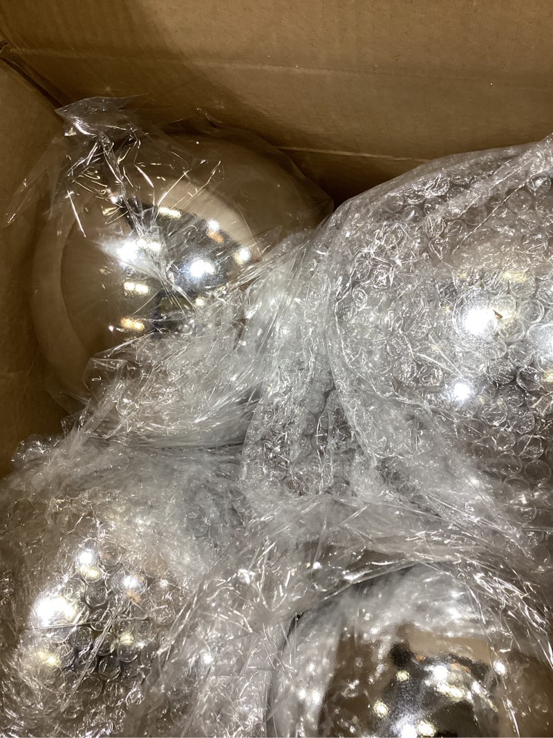Condition photo showing As Is for Zubebe 4 Pcs  gray Extra Large Christmas Ball Ornaments 8'' (200 Mm) Giant Oversized Plastic Xmas Ball Big Hanging Christmas Tree Ornaments for Holiday Party Outdoor Decor(Black) 8\" Black
