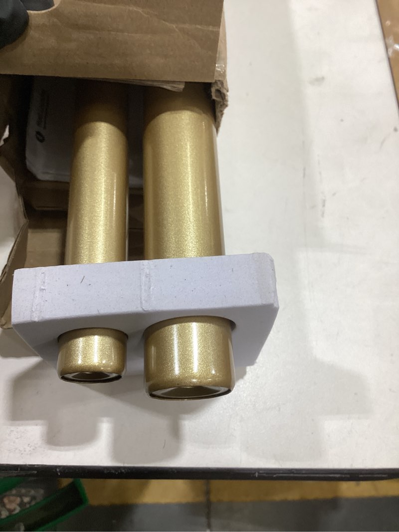Condition photo showing Good Condition for double curtain rod 36 to 72 inch, hotozon 1 inch heavy duty double curtain rods for windows 24 to 68 inches(2-5.6 ft), telescoping drapery rod with simple end finials, gold gold 36-72"