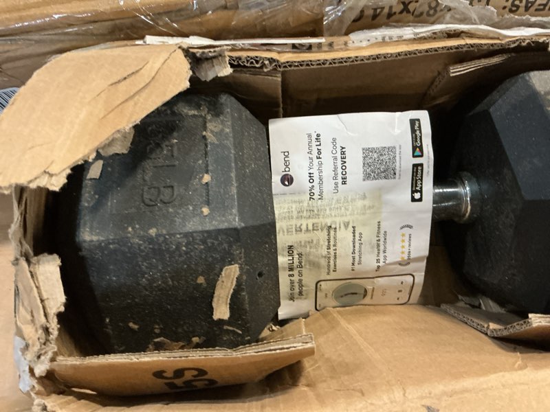 Condition photo showing As Is for Amazon Basics Rubber Hex Dumbbell Hand Weight