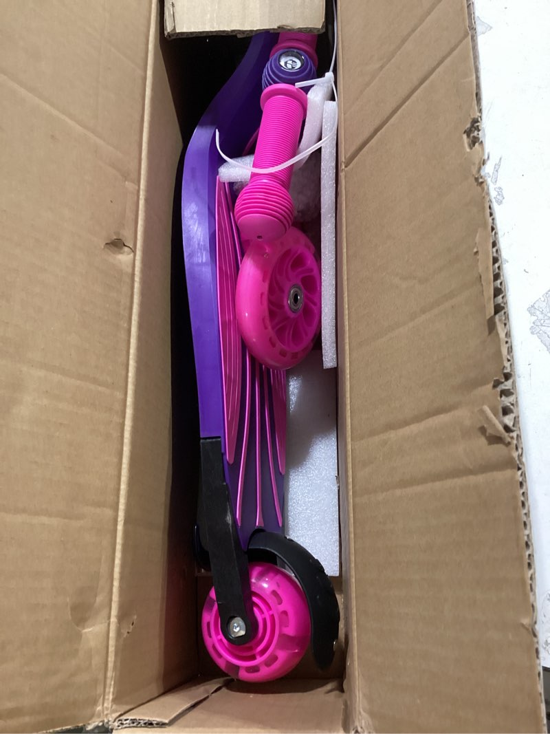 Condition photo showing Good Condition for Gotrax KS1 Kids Kick Scooter, LED Lighted Wheels and 3 Adjustable Height Handlebars, Lean-to-Steer & Widen Anti-Slip Deck, 3 Wheel Scooter for Boys & Girls Ages 2-8 and up to 110 Lbs Purple