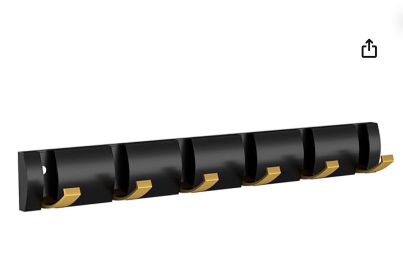 Wisfame Black Gold Wall Coat Rack with 6 Hooks, Modern Folding Coat Rack Wall Mount, Heavy Duty Coat