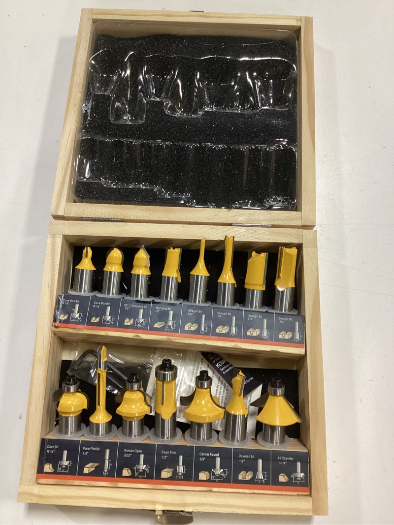 Condition photo showing Good Condition for kowood router bits set of 15 pieces 1/2 inch woodwork tools for beginners