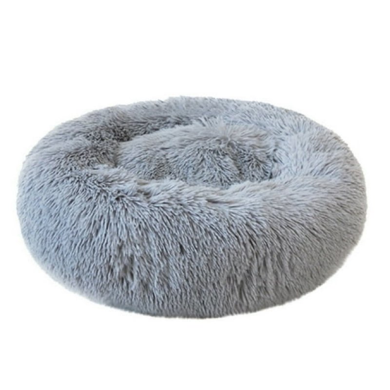round plush pet bed for dogs & cats,fluffy soft warm calming dog bed sleeping kennel nest,23.6 x 23.6 x 8"