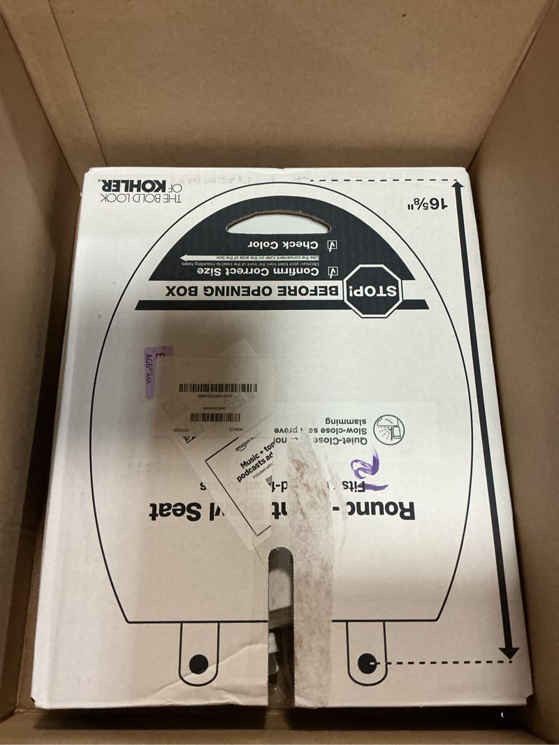 Condition photo showing Good Condition for kohler 20111-0 brevia, slow close toilet seat, round toilet seat, grip-tight bumpers quick-attach hardware, white