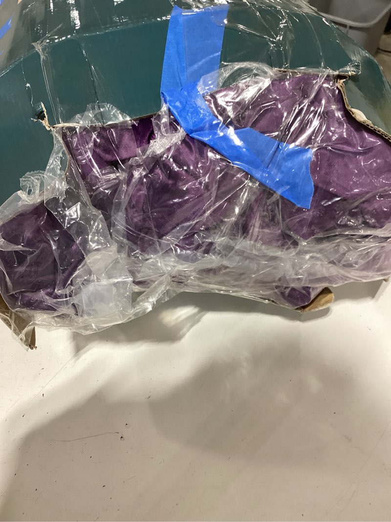 Condition photo showing Good Condition for luxury velvet queen comforter set, 3 pieces reversible comforters queen size with 2 pillow shams, brushed solid microfiber back, all season cozy, soft, warm, lightweight (purple?90x90 inch) purple queen (90"x90")