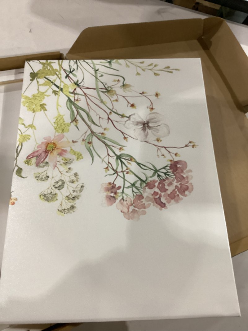 Condition photo showing New/Like New for mtfbwy wildflower nursery wall art for girls, 3 piece botanical floral canvas prints, pink flower nursery decor for baby room bedroom, sage green meadow wall art 12x16 inch floral nursery wrapped canvas 12x16 canvas