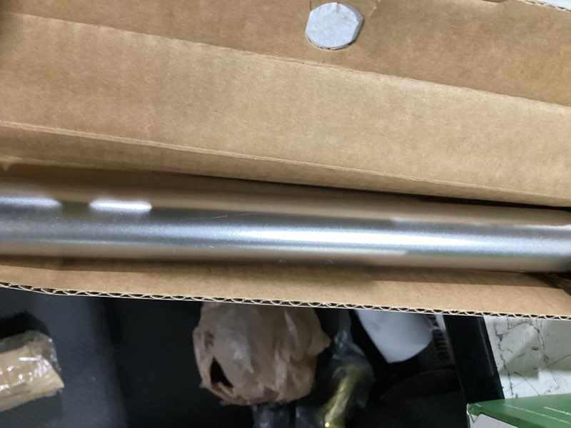 Condition photo showing As Is for ivilon drapery window curtain rod - end cap style design 1 inch pole. 28 to 48 inch color brushed nickel 28 to 48 in.