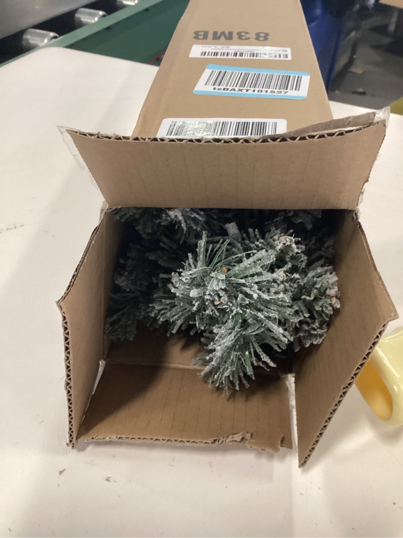 Condition photo showing Good Condition for 2 ft Mini Christmas Trees with 25 F5 LED Lights, 24" Decorated Burlap Artificial Tabletop Christmas Trees Home Party Decoration for Kitchen Dining Room Window Green White