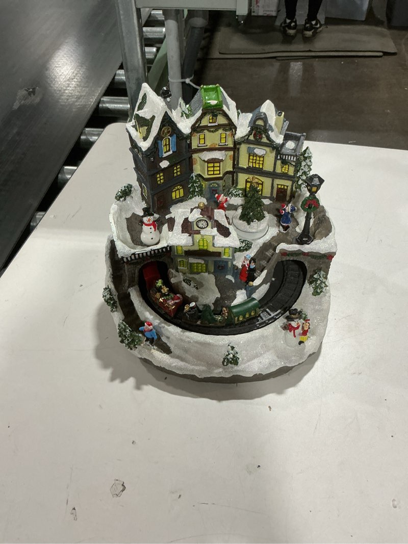 Condition photo showing Good Condition for similar to stock photo allgala Crafted Polyresin Christmas House Collectable Décor Building House Figurine with USB and Battery Dual Power Source-Moving Train and Wind Players-XH93412