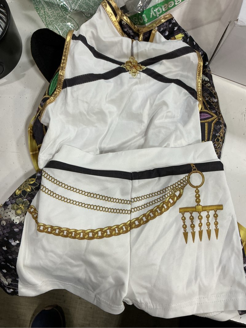 Condition photo showing As Is for girls singer costume for kids fancy outfit halloween set 3pcs black 5-6 years