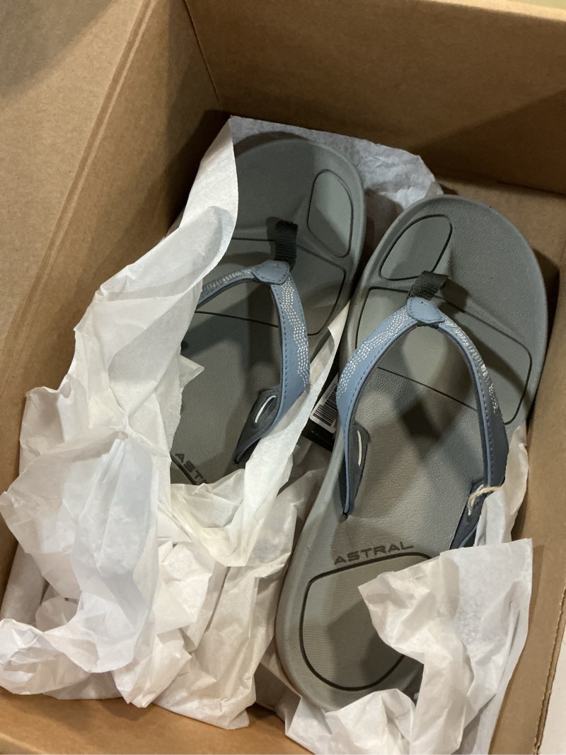 Condition photo showing New/Like New for size 9 astral women's rosa flip-flops - lightweight, comfortable sandals for water sports & casual wear