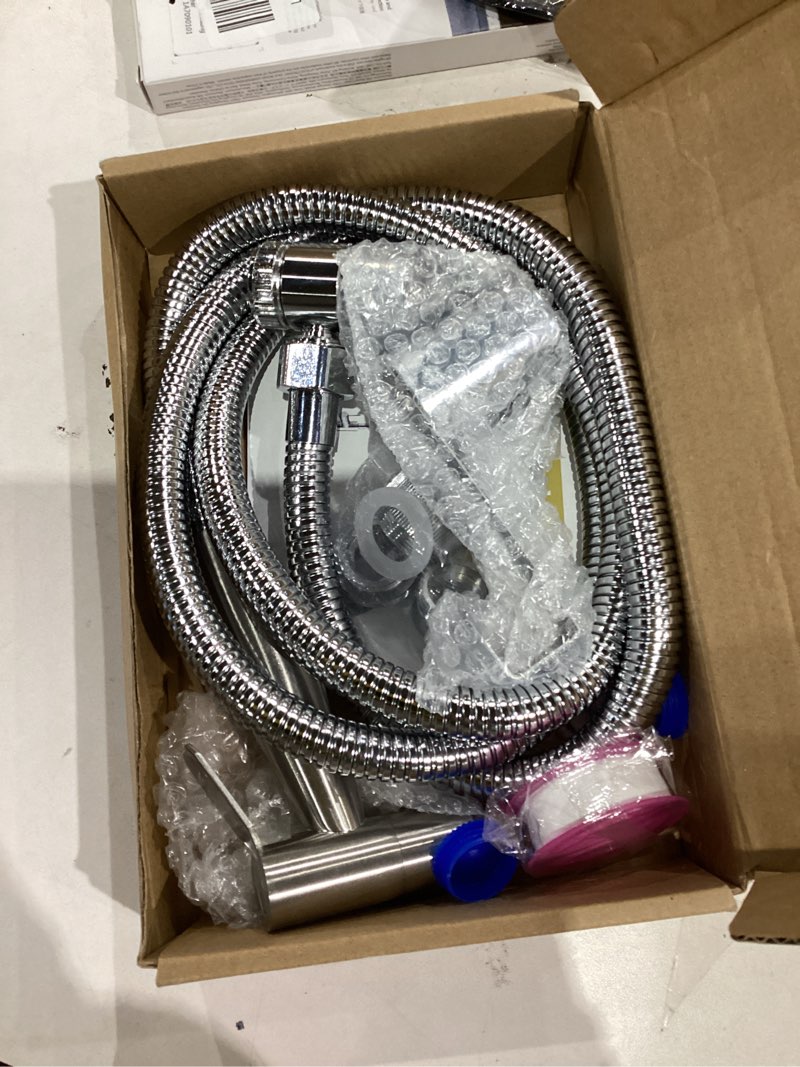 Condition photo showing As Is for Sink Sprayer Hose Attachment for Faucet, Faucet Head Replacement with 5 Adapters, 59" Hose and Holder - for Feminine Hygiene, Baby Diaper Cleaning & Pet Bathing